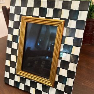 McKenzie Childs - Gold and Black Checkered Picture Frame
